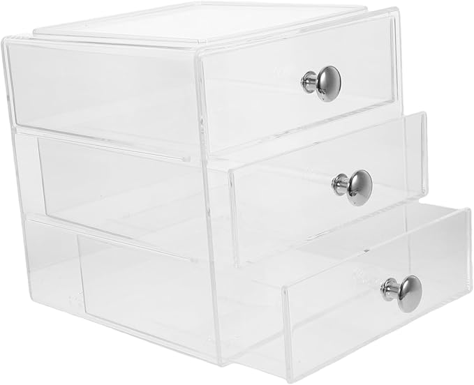 Three-layer Drawer Storage Box Desk Top Organizer Divided Containers Jewelry Organizer