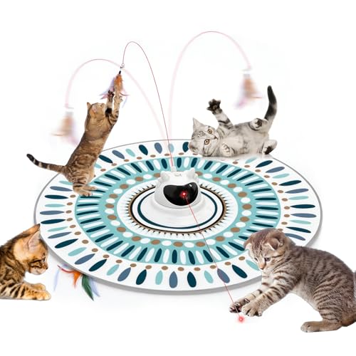 Automatic Flying Bird Feather Cat Toy for Indoor Cats - USB Rechargeable Motion-Activated Self-Play Teaser with Sticky Suction Base, Interactive Enrichment Toy for Cats