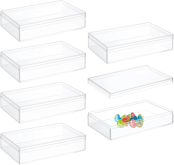 BENECREAT 6Pcs Acrylic Storage Boxes with Lids, 4.3x2.7x1inch Rectangle Storage Containers, Candy Box, Clear Display Box for Wedding, Party, Treats, Jewelry Accessories