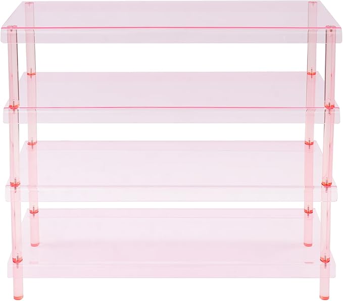 4-Tier Acrylic Shoe Rack for Closet, Clear Shoe Organizer - Entryway Shoe Organizer, Modern Free Standing Shoe Storage Shelf, Holds 12-16 Pairs of Shoes for Entryway, Closet, 31.5”×11.81”×28.35”
