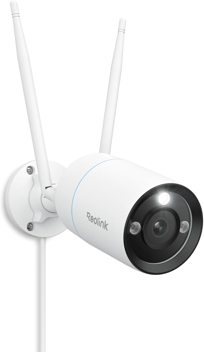 REOLINK 4K Home Security Camera, 2.4/5GHz WiFi Outdoor Camera, Plug-in Power (DC 12V/1A), Human/Vehicle/Pet Detection, Color Night Vision, Two-Way Talk, 24/7 Recording, IP67 Waterproof, RLC-810WA