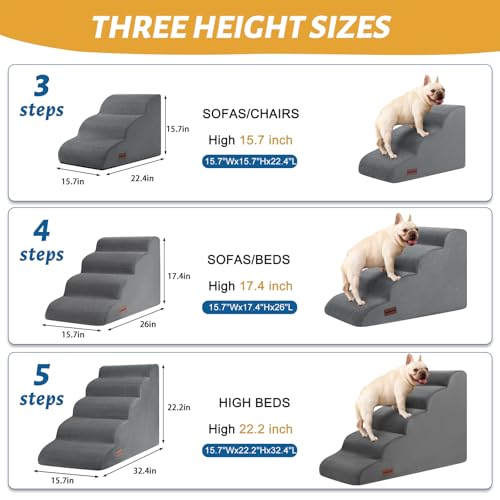 Dog Stairs for Small Dogs and Cats,3-Step Pet Ramp for Bed - Image 4