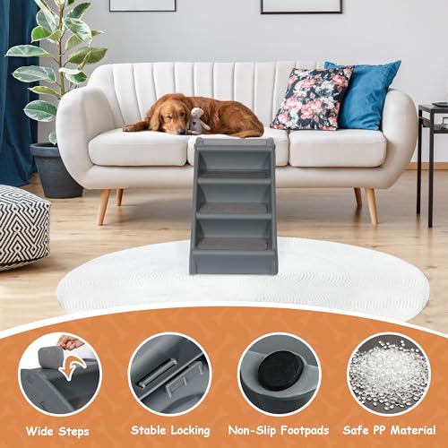 Folding Dog Stairs for Small Dogs & Cats - 20" H 4-Step - Image 4