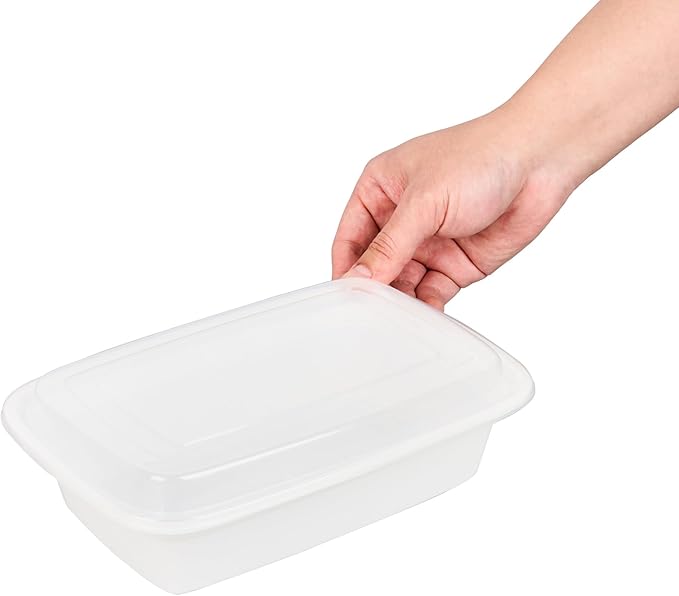 Restaurantware-Asporto 38 Ounce Take Out Containers, 100 Food Containers With Lids - Microwavable, Disposable, White Plastic To Go Boxes For Food, No BPA, For Take Out And Delivery