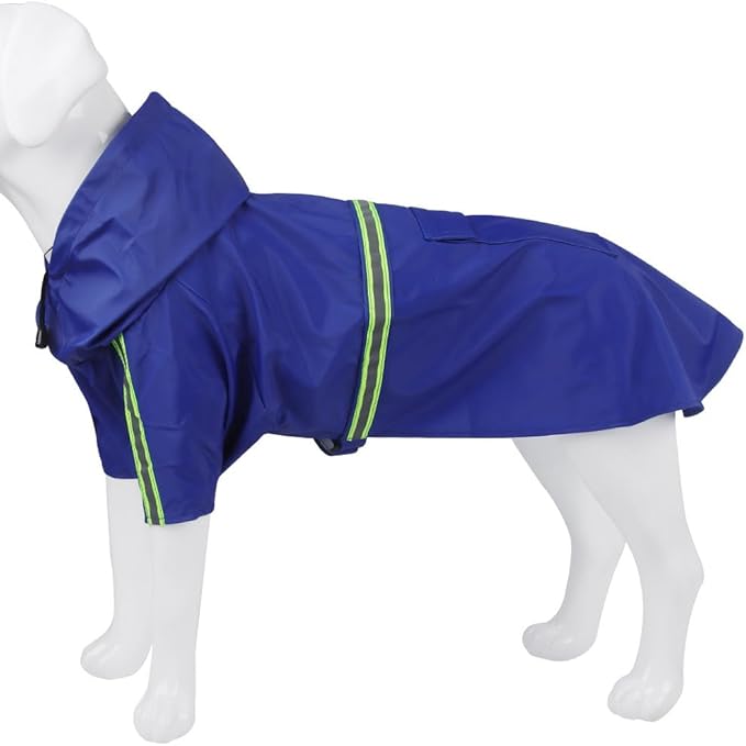 Pet Dog Raincoat Waterproof Reflective Lightweight with Adjustable Hood for Small Medium Large Dogs (Blue,4XL)