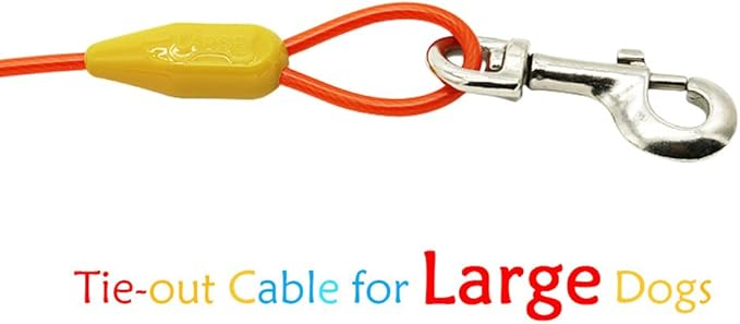 Petest 25ft Tie-Out Cable with Crimp Cover for Large Dogs Up to 90 Pounds