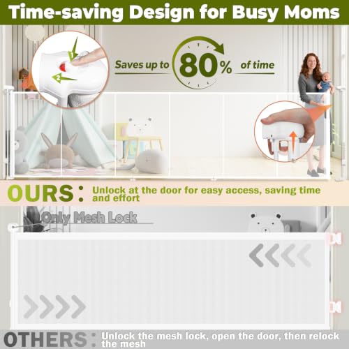 200" Extra Wide Retractable Baby Gates Dog Gate, 47" Tall - Image 4