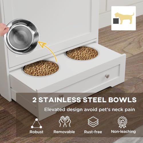 PawHut Pet Feeding Station, 2 Storage Cabinets - Image 7