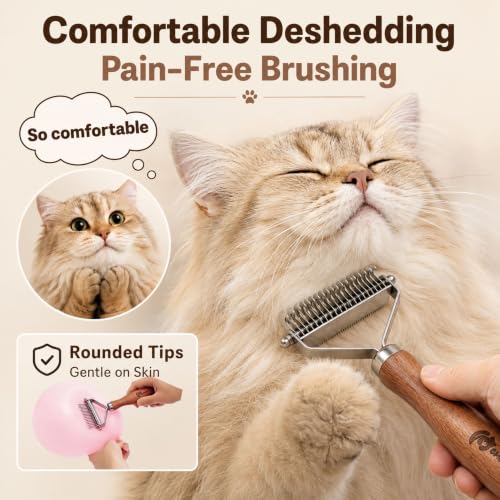 Cat Brush for Long Haired Cats, 2-in-1 Dematting & D | Grooming & Care - Image 3