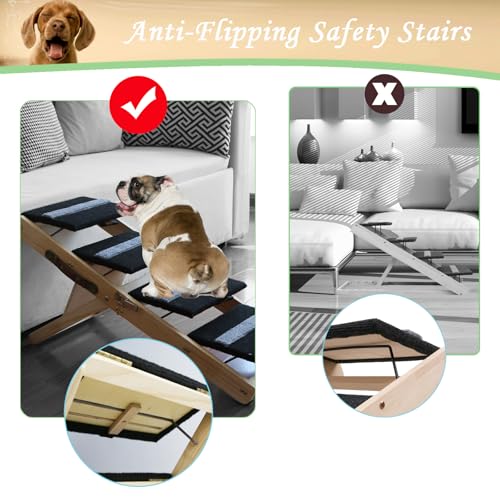 2-in-1 Indoor Pet Ramp, Wooden Folding 4-Tier Pet Stairs - Image 6