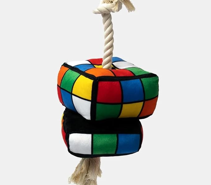 Silver Paw Robix Cube Dog Toy Premium Interactive Plush w/Tug Rope & Squeaker