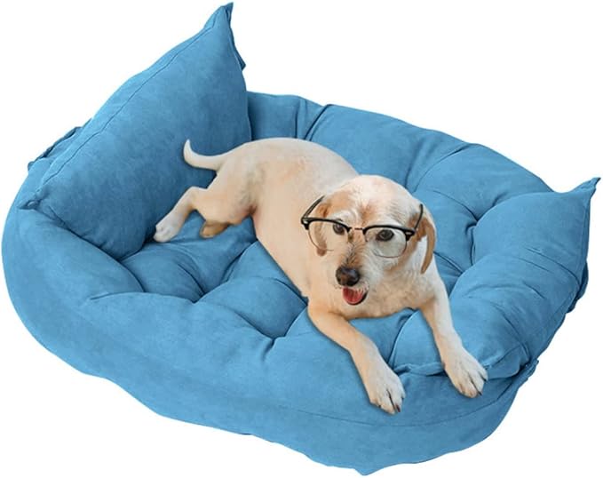 Comfy Calming Dog Beds for Small Medium Large Dogs, Anti Anxiety Dog Bed, Self Warming Dog Bed Outdoor and Indoor, Cat Beds for Indoor Cats, Kennel Bed for Pet (X-Large(22x30inch),Lake Blue)