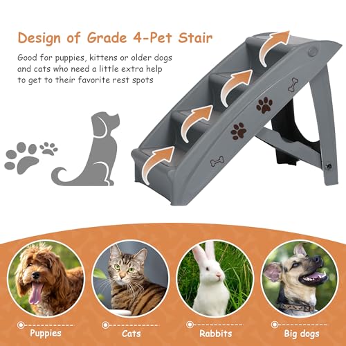 Folding Dog Stairs for Small Dogs & Cats - 20" H 4-Step - Image 3