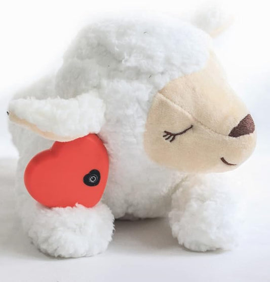 HonourHope Dog Heartbeat Toy for Anxiety Relief, Dog Soft Plush Toy Pet Calming Puppy Behavioral Training Aid Toy Pet Companion Pillow for Puppy Dog Cat Kitty Pets - Sheep