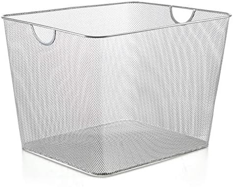 Silver Mesh Open Bin Storage Basket Organizer for Fruits, Vegetables, Pantry Items Toys, Etc.