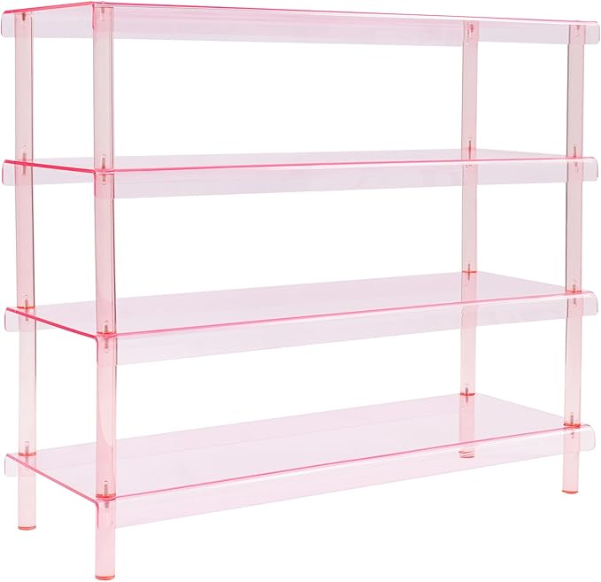 4-Tier Acrylic Shoe Rack for Closet, Clear Shoe Organizer - Entryway Shoe Organizer, Modern Free Standing Shoe Storage Shelf, Holds 12-16 Pairs of Shoes for Entryway, Closet, 31.5”×11.81”×28.35”