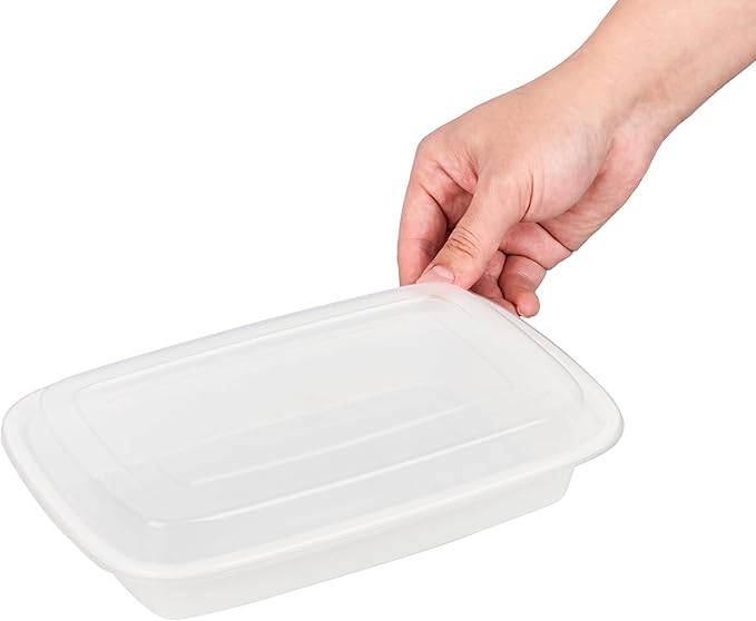 Restaurantware-Asporto 24 Ounce Take Out Containers, 100 Food Containers With Lids - Microwavable, Disposable, White Plastic To Go Boxes For Food, No BPA, For Take Out And Delivery