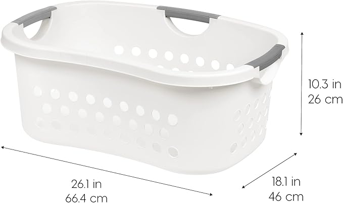 IRIS USA 50L Plastic Hip Hold Laundry Basket with Handles, 1 Pack, White + Extra Sticky Lint Roller Value Pack Comes with Container, Refills, Standard & Large Rollers, Pet Hair Remover for Laundry