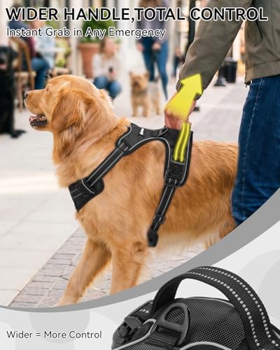Joytale No Pull Dog Harness & Seat Belt, Easy On 3-Buckle, L, Black - Image 6