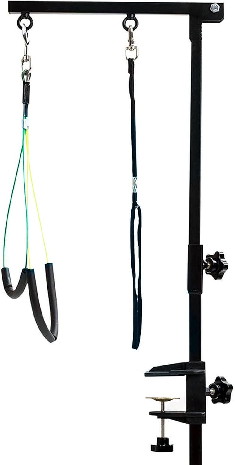 Dog Grooming Arm with Clamp — Adjustable Height up to 35.4", Grooming Loop & No-Sit Haunch Holder for Small Dogs