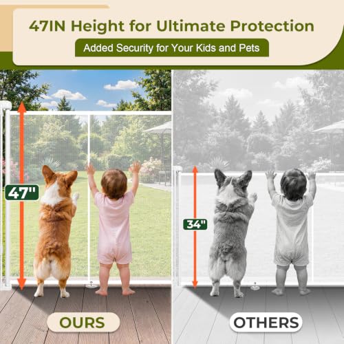200" Extra Wide Retractable Baby Gates Dog Gate, 47" Tall - Image 3