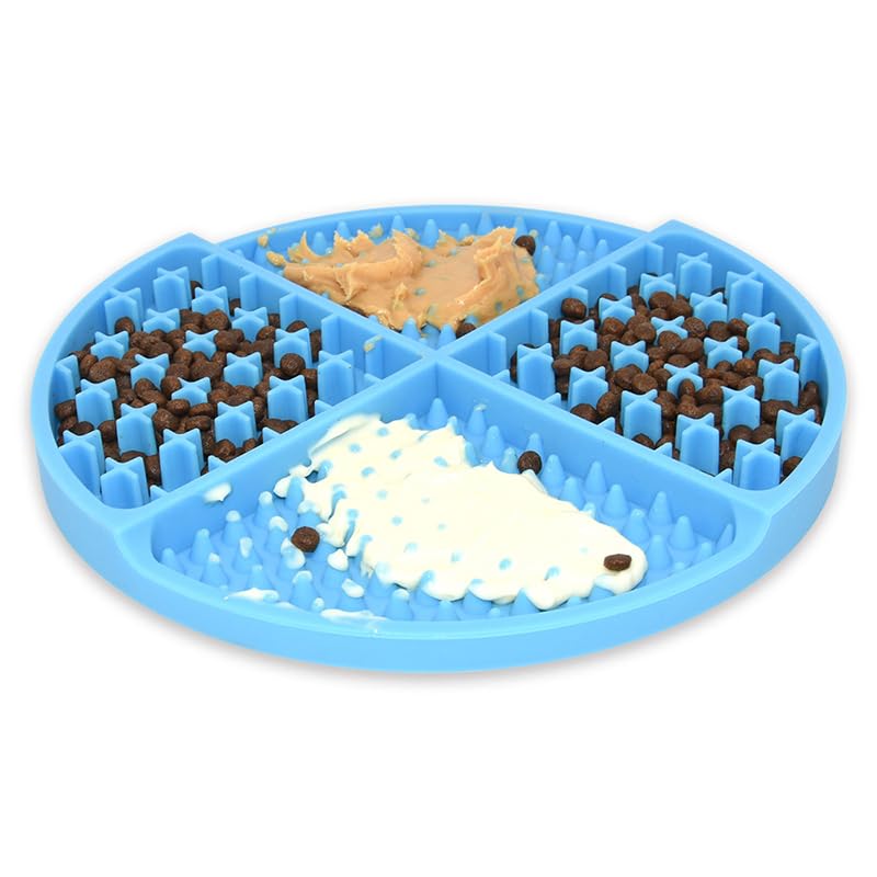 Dog Food Lick Mat-Slow Feeder Bowls for Large Dogs Boredom & Anxiety Relief|Snuffle Calming Mat for Bathing & Grooming |Pet Feeding Reminder Perfect for Treats,Yogurt,Or Peanut Butter|Orange (Blue)