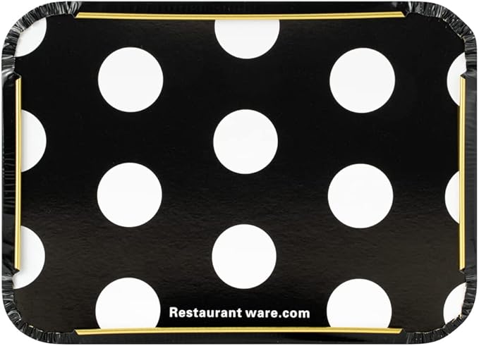 Restaurantware 16 Ounce Disposable Takeout Containers 50 Rectangle Food Containers - With Polka Dot Lids Black And Gold Takeaway Containers Aluminum Delivery Containers Freezable