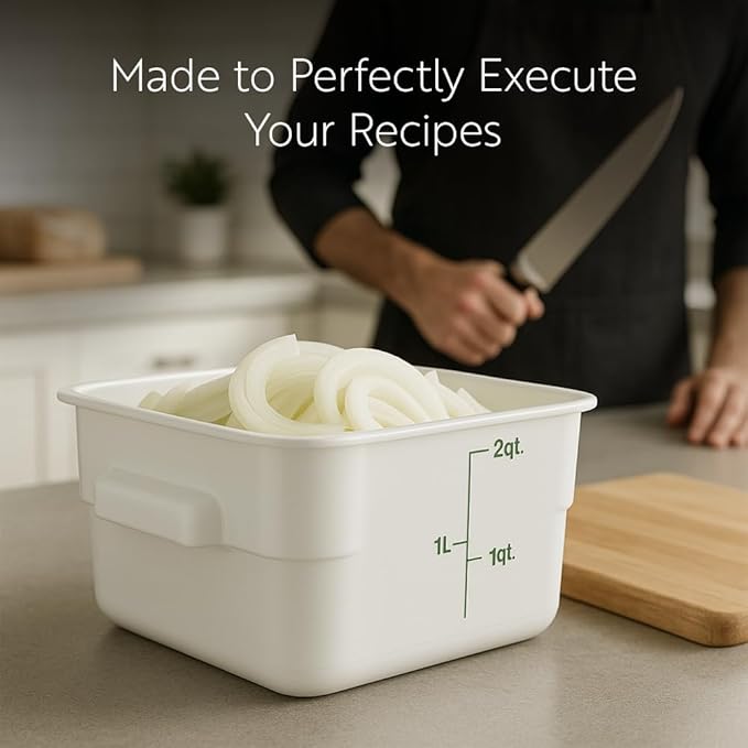 Restaurantware Food Storage Container 10 Pack of 22 qt Plastic Kitchen Storage Bin with Volume Markers Space-Efficient Design Dishwasher-Safe Polypropylene Translucent