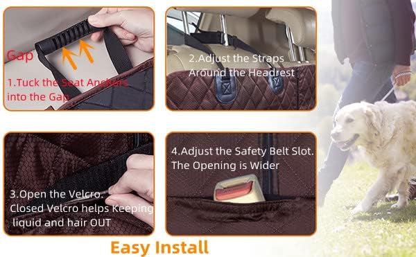 Dog Car Seat Cover for Back Seat Cover for Kids,Non Stick Fur Rear Seat Protector for Pet,Nonslip Waterproof Universal Fit Interior Backseat Covers for Auto Van SUV (Large, Coffee Brown)