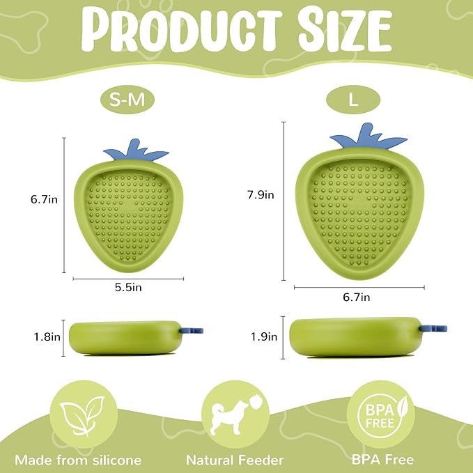 Freeze Dog Lick Bowl, Animire Non-Slip Slow Feeder Lick Mat for Dogs, Silicone Dog Enrichment Bowl for Distraction Anxiety Relief Boredom, BPA Free, Dishwasher Safe(Green,S)