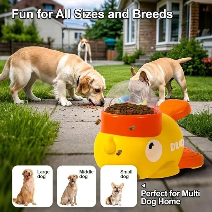 Dog Puzzle Feeder Interactive Duck Toy, Slow Food Dispensing Pet Feeder for Dogs, Anti-Slip Plastic Treat Dispenser, Mental Stimulation & Training Toy