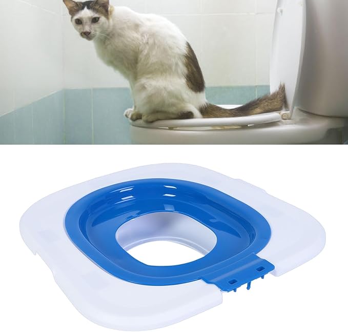 Cat Toilet Training Kit, Reusable Cat Toilet Trainer Urinal Removable Pet Toilet Training System, Professional Cat Urinal Seat Trainer for Home Pet Shop (Blue)