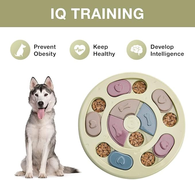 Foodie Puppie.s JP Pet Puzzle Toy for Dispensing Treats, Pet Toys Game for Training and Slow Feed, Non-Slip Feeder Designed for Dog, Puppies, Cats and Kittens (Round Shape) (Multicolour)