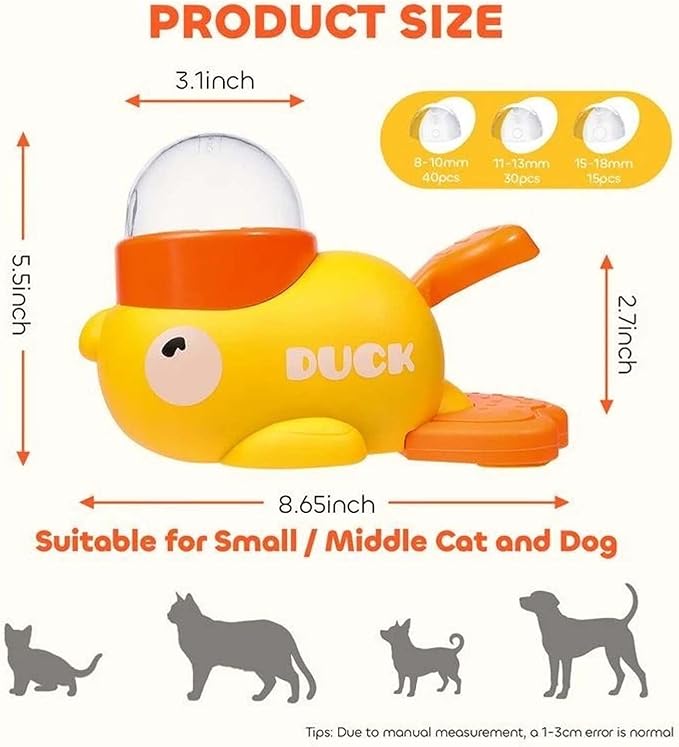 Dog Feeder Puzzle Toy Duck, Interactive Dog Treat Dispenser Toy, 2-in-1 Dogs Puzzle Feeder for Dogs & Cats, Slow Feeders for Training, Indoor/Outdoor Interactive Play (Style A)