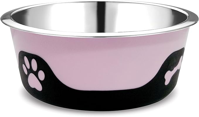 Thermocool Insulated Stainless Steel Pet Bowl - 64 Oz (XL) Non-Slip Feeding Dish Reduces Sliding & Spills, Keeps Water Cold & Food Warm, Dishwasher Safe (Pink)