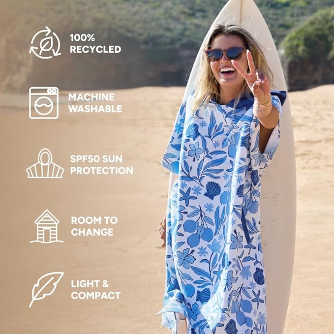 Dock & Bay Adult Poncho - Hooded Towel with Deep Pockets, Changing Robe - Quick Dry - Compact, Lightweight - Includes Bag