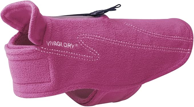 VIVAGLORY Dog Fleece Coat Warm Jacket with Hook and Loop Fastener, Easy to Take on and Off, Winter Vest Sweater for Small Medium Large Dogs Puppy Windproof Clothes for Cold Weather, Fuchsia, XS