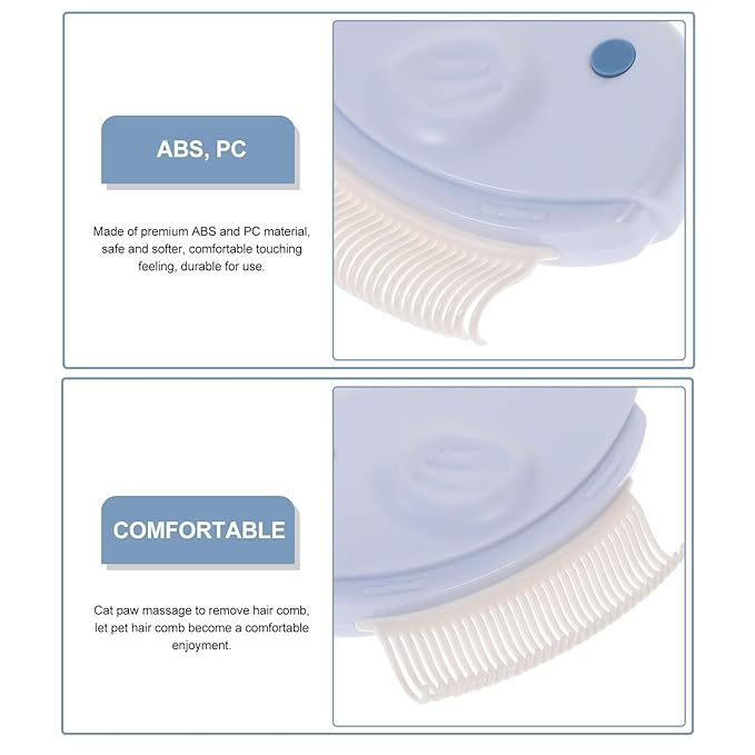 2pcs Pet Hair Remover Comb Set for Cats and Dogs, Dematting Grooming Brush with Fine Teeth, Portable Detangling Tool for Shedding Control and Knot Removal, Blue