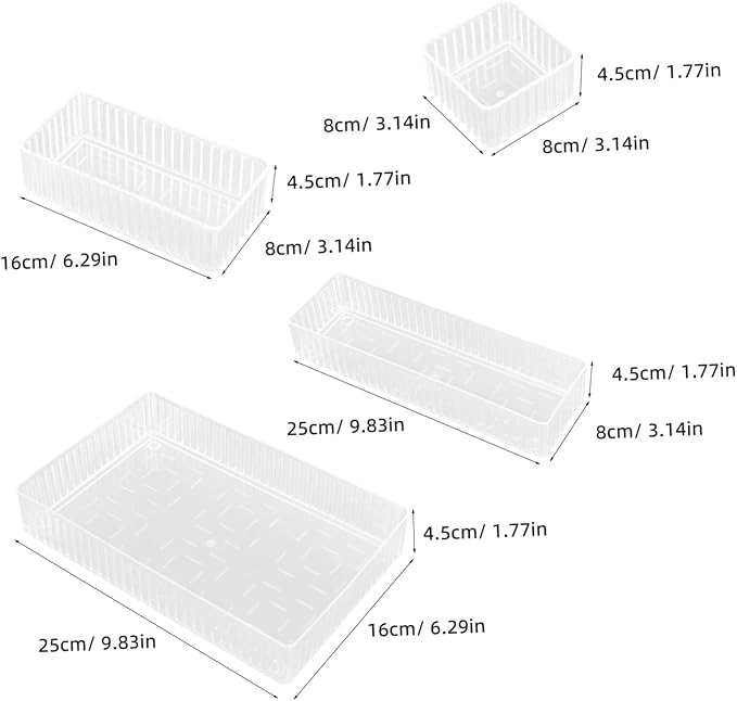 Angoily 18pcs Acrylic Drawer Organizers Desk Drawer Organizer Bins for Office Craft Supplies and Home Storage