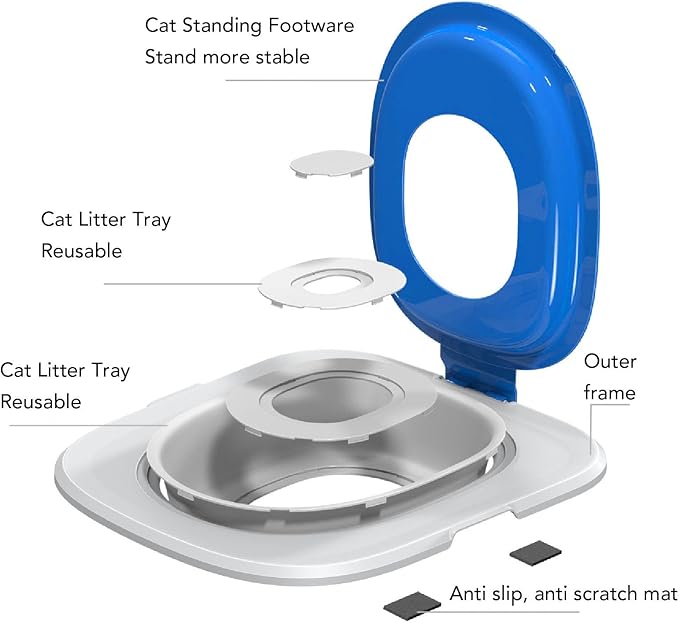 Cat Toilet Training Kit, Reusable Cat Toilet Trainer Urinal Removable Pet Toilet Training System, Professional Cat Urinal Seat Trainer for Home Pet Shop (Blue)