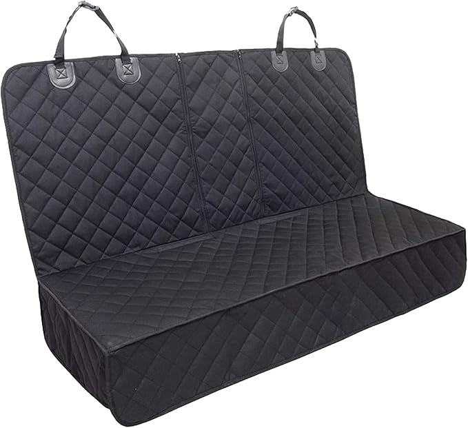 Dog Car Seat Cover for Back Seat, Nonslip Waterproof Bench Seat Pad, Durable Pet Backseat Protector Compatible for Armrest & Seat Belt, Universal for Most Cars (Black)