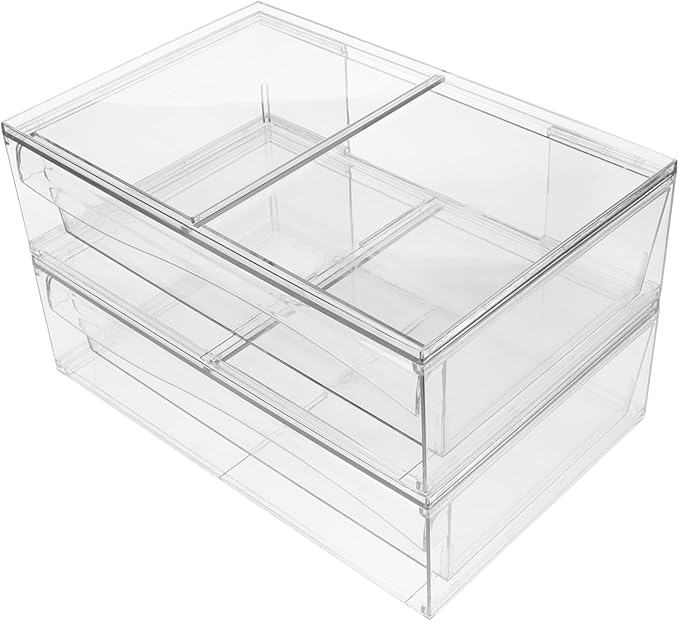 2pcs Acrylic Cosmetic Box Makeup Organizer Desktop Sundry Holder Storage Boxes Lids Decorative Organizing