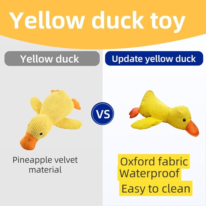 2025 Upgraded Mellow Dog Calming Duck Toy,Quack Yellow Stuffed Duck Dog Toy with Carrot,Interactive Chew Toy for Dogs Indoor Puppy (Oxfordcloth Yellow)