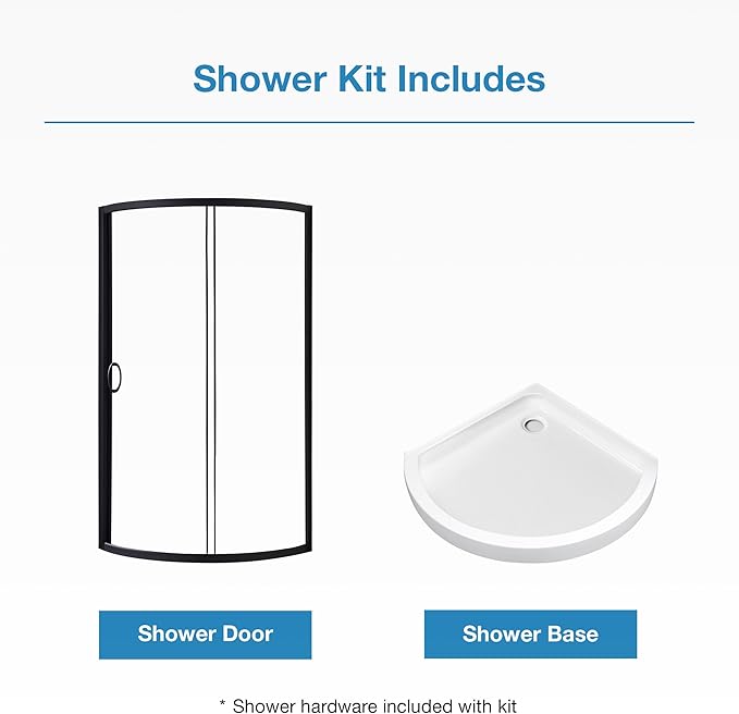 OVE Decors Breeze 36 in. Corner Shower Clear Sliding Door with Base in Black Finish