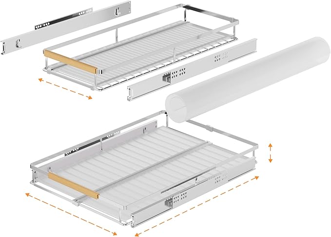 SANNO Expandable Pull Out Cabinet Organizer Kitchen Sliding Shelf Under Sink Shelf, Expandable Drawer Shelves with Sliding Expandable Dish Drying Rack Over The Sink Dish Drainer Dish Rack