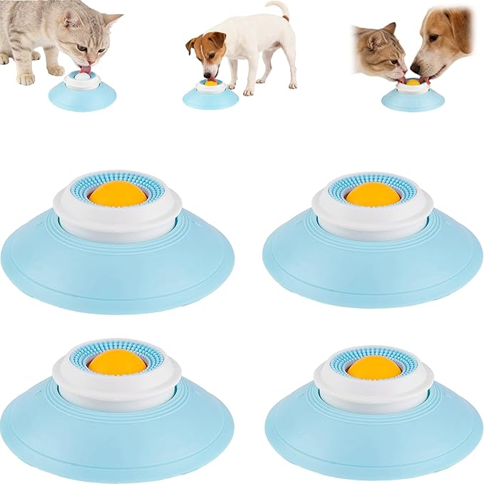 Dog Lick Ball,Licking A Ball Add More Fun Bowl, Dog Lick Ball Bowl,Licking A Ball for Dogs,Slow Down Eating Speed and Add More Fun for Your Dog and Cats. (Y*4PCS)