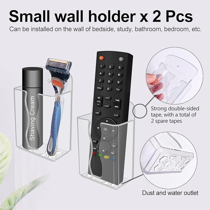 Wall Mounted Remote Control Holder Set, 3 Pack Self Adhesive Magazine File, Mail Organizer Box for Wall, Bedside Caddy Phone Basket, Dorm, Office Storage Supplies.Kitchen Cabinet Door Organizer.