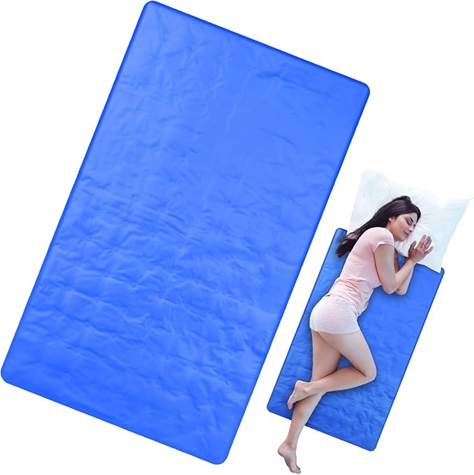 Cooling Pad Mat for Sleep Cooling Mattress Pad Gel for Bed, Relieve Pain, Summer Hot Flashes, Adult, Pets, No Water or Electricity Required(Plain,Blue,48 x 28 Inch)