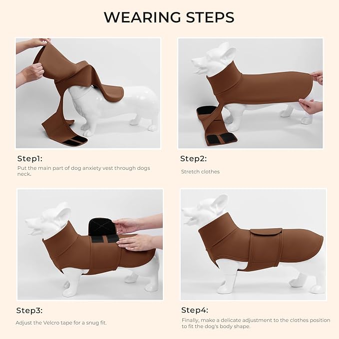 Dog Anxiety Calming Vest Adjustable Turtleneck Thunder Shirt Jacket for Fireworks, Separation, Vet Visits, Pet Hoodie for Large Medium Dogs