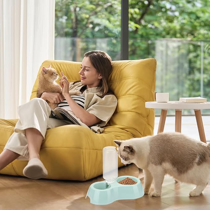 Kitten Starter Kit - 16 Pcs Cat Essentials Set Includes Litter Box, Toys, Collars, Scratch Pad, Nail File, Automatic Feed Bowls, Grooming Gloves (Blue, 16 Pcs)